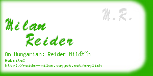 milan reider business card